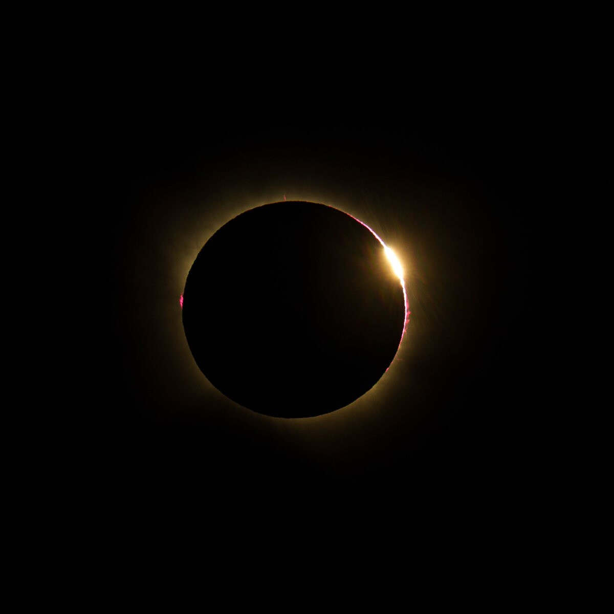 The diamond ring: a single brilliant point of sunlight on the edge of the moon, ringed by the corona.